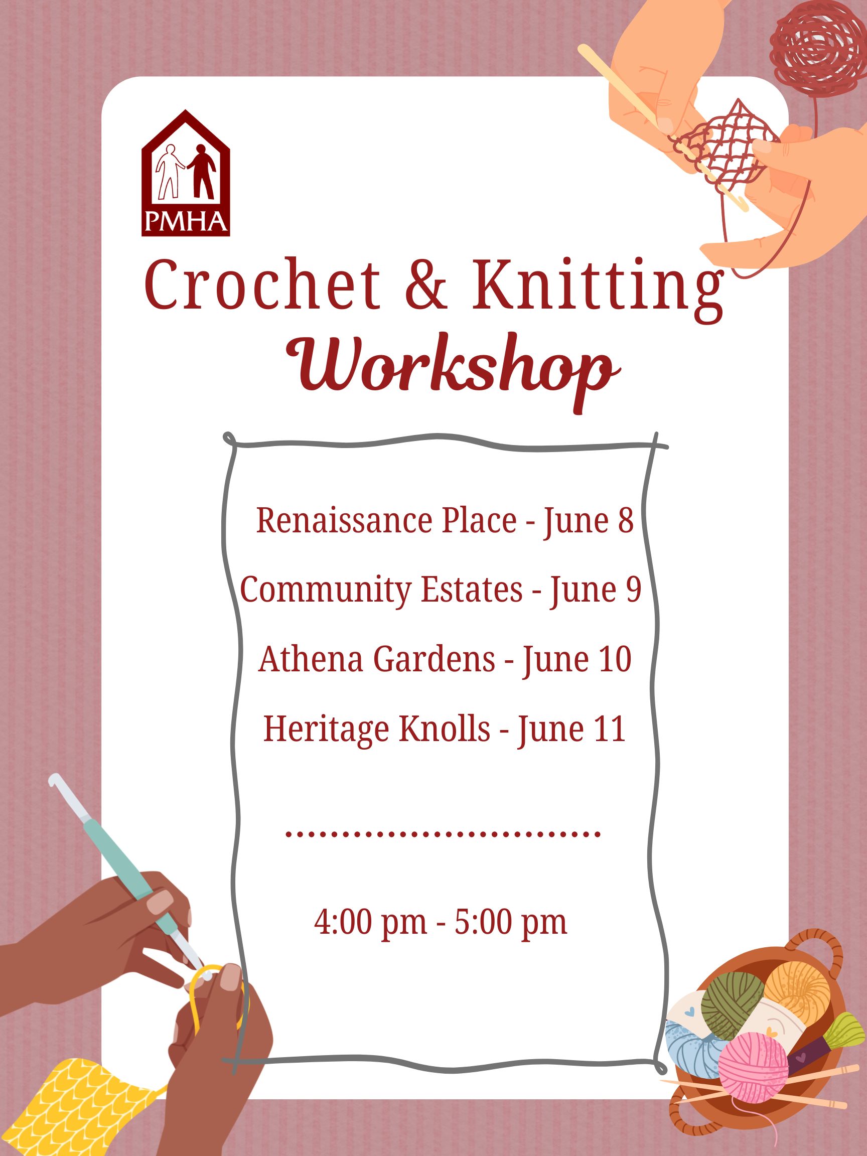 Crochet & Knitting Workshop – Heritage Knolls